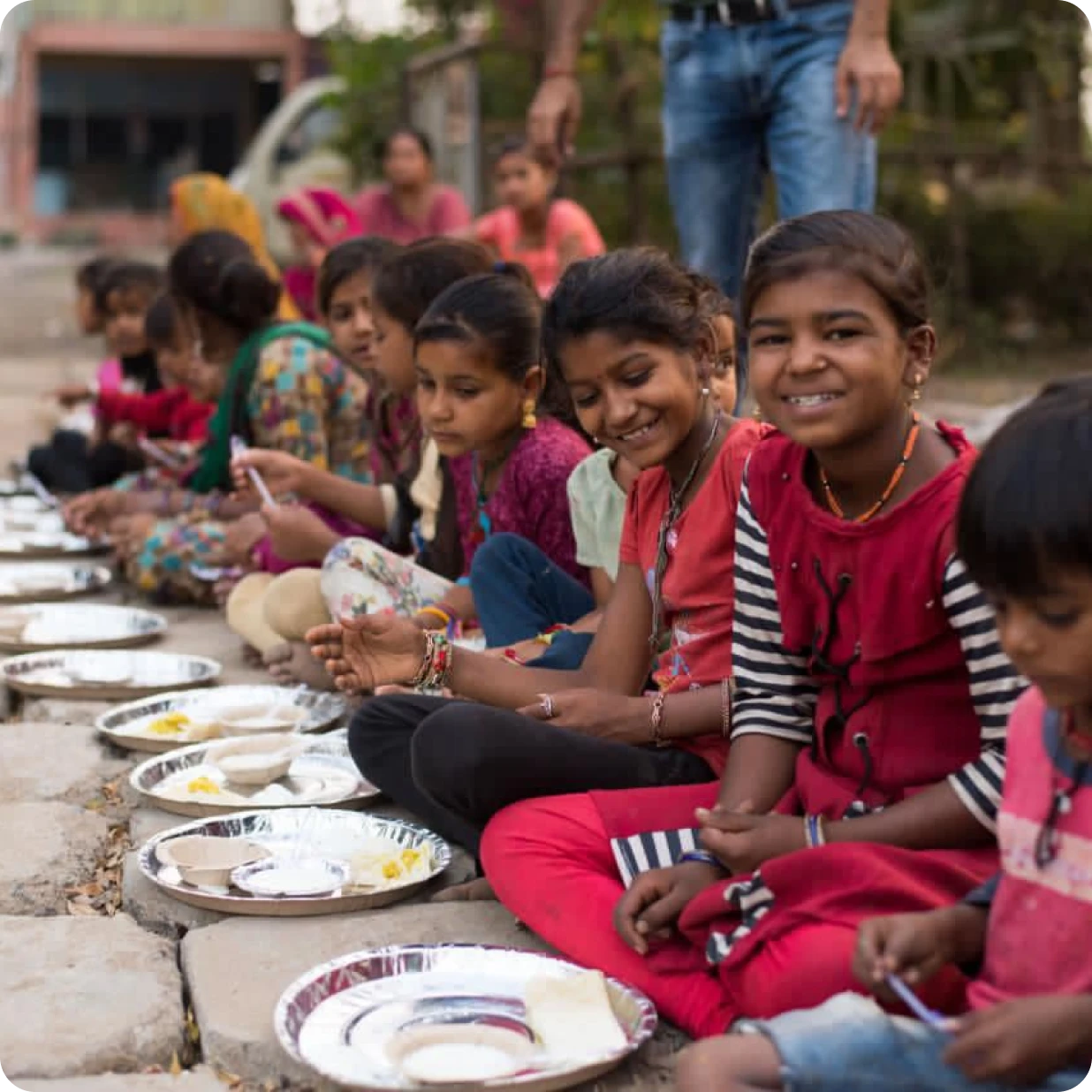 Free meals distribution at an orphanage